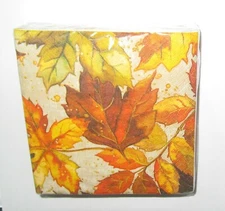 CREATIVE CONVERTING~36 Count HARVEST LEAVES Beverage Cocktail Napkins