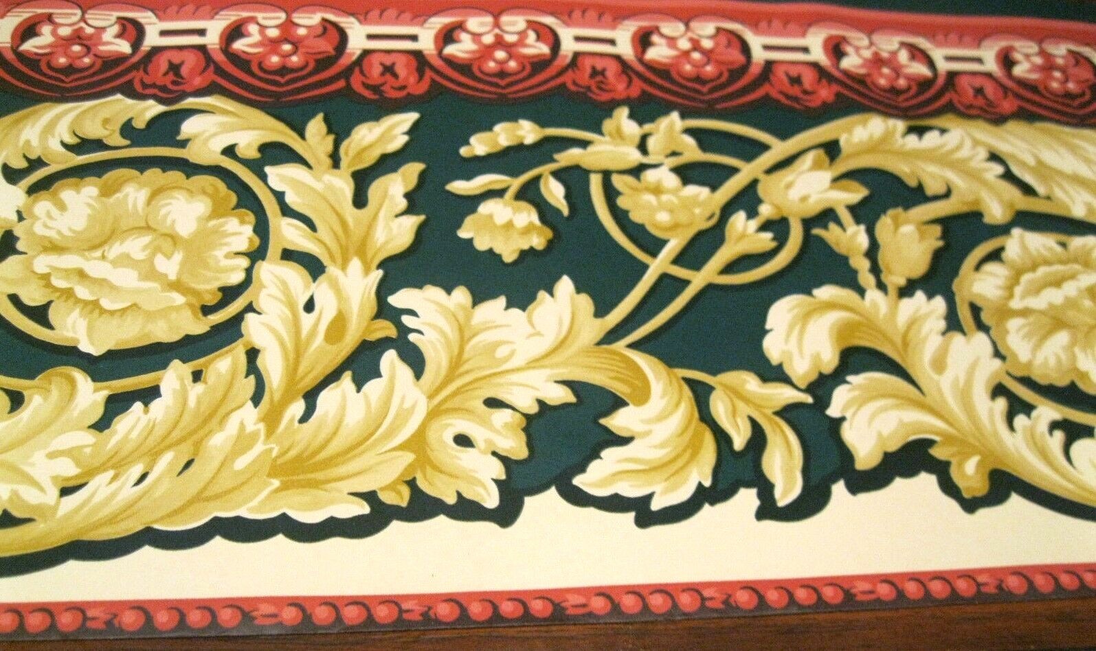 Victorian Gold Scrolls Wallpaper Border Gold Ivory Black Norwall