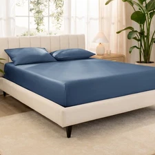 Bare Home Organic Cotton Sateen Fitted Sheet - Smooth Sateen Weave