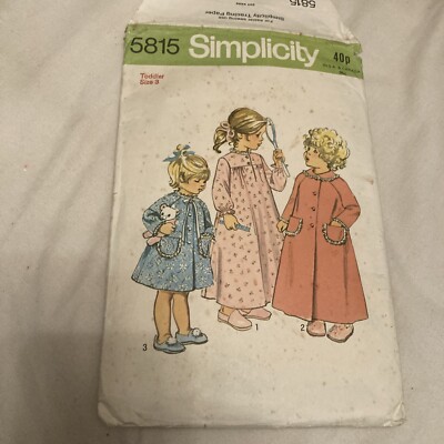 VINTAGE SIMPLICITY PATTERNS 5815 SCHNITTMUSTER KLEINKIND MORGENMANTEL 2 LÄNGENSCHNITT Größe 3