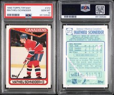 1990 TOPPS TIFFANY #372 MATHIEU SCHNEIDER RC PSA 10 GEM MINT /3000 POP 4 Rookie