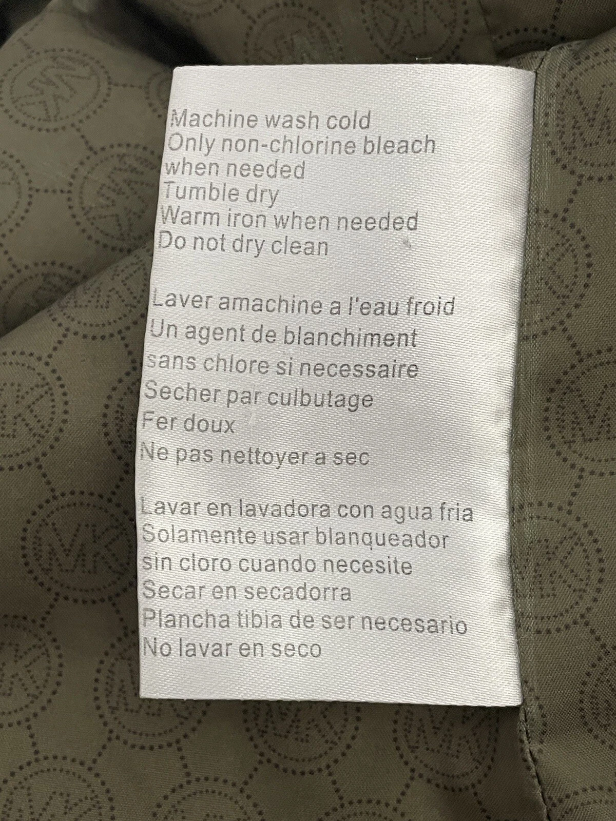 Giacca Michael Kors Utility Rain XL donna verde oliva zip cappuccio tasche