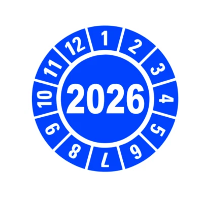 MARKENLOS UVV Prüfplakette Jahresplaketten BGV D27 Menge Durchmesser wählbar Blau 2026