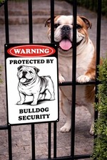 Bulldog Security Metal Sign Dog Owner Front Door Decor