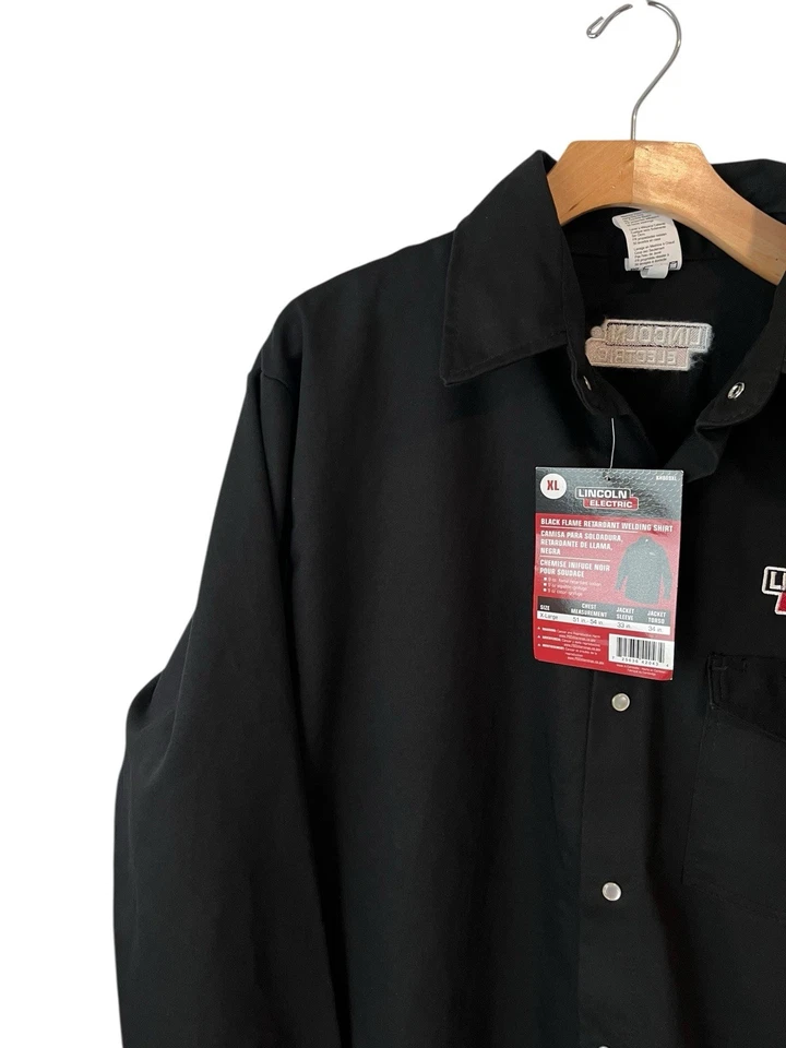 Lincoln Electric Welding Shirt XL Black Flame Resistant Pearl Snap Long Sleeve - Image 2 of 4
