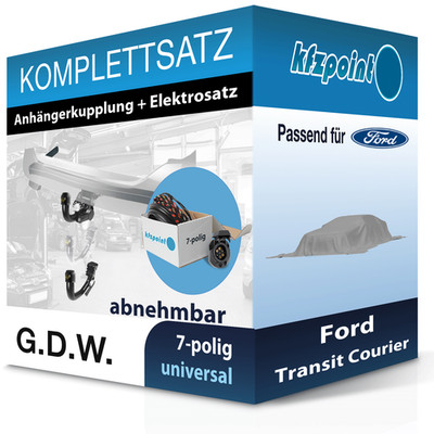 Für Ford Transit Courier 23- G.D.W. Anhängerkupplung abnehmbar + 7polig E-Satz