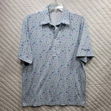 Criquet Golf Polo Performance Shirt Golf Cart AOP White Mens Medium