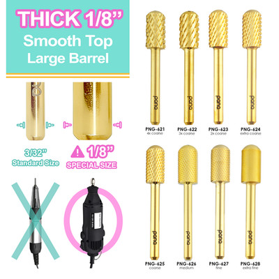 PANA 1/8'' Shank Size -  Smooth Top LARGE Barrel Nail Carbide Bit - Gold, Silver