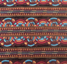 Brown Red Turquoise Southwestern Cotton Quilting Fabric 1/2Y 47
