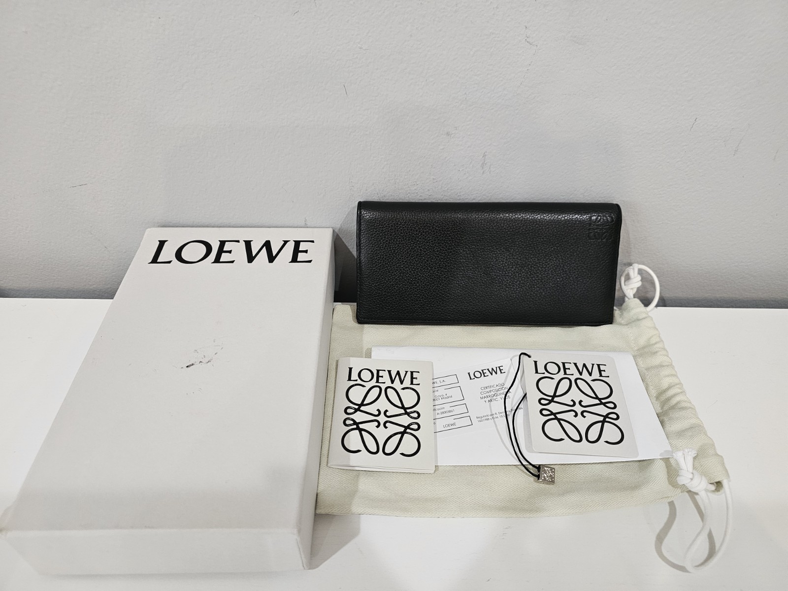 Loewe Black Leather Wallet with Box and Dust Bag