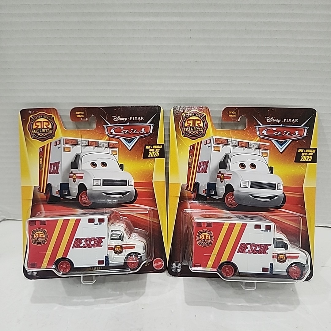 2)2025 Disney Pixar Cars Race & Rescue Morgan Martins Ambulance