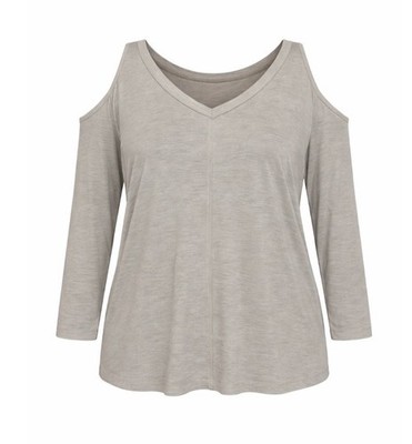 Calvin Klein Performance Dry Plus 2x Top Cold Shoulder Athletic Gray Workout Fit