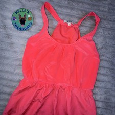 Madewell Women’s 0 Coral Pink 100% Silk Tank Empire Waist Mini Dress Iridescent