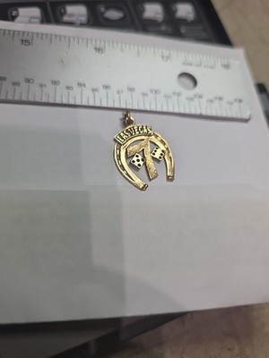 14k Gelbgold Las Vegas Anhänger Würfel Hufeisen 7 Charms 2,5g