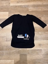 Ladies Black 3/4 Sleeve Novelty Baby Loading Pregnancy Maternity Top Medium VGC