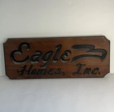 Wooden Engraved Plaque Sign Eagle Homes Inc 18x7” Novelty Decor Man Cave