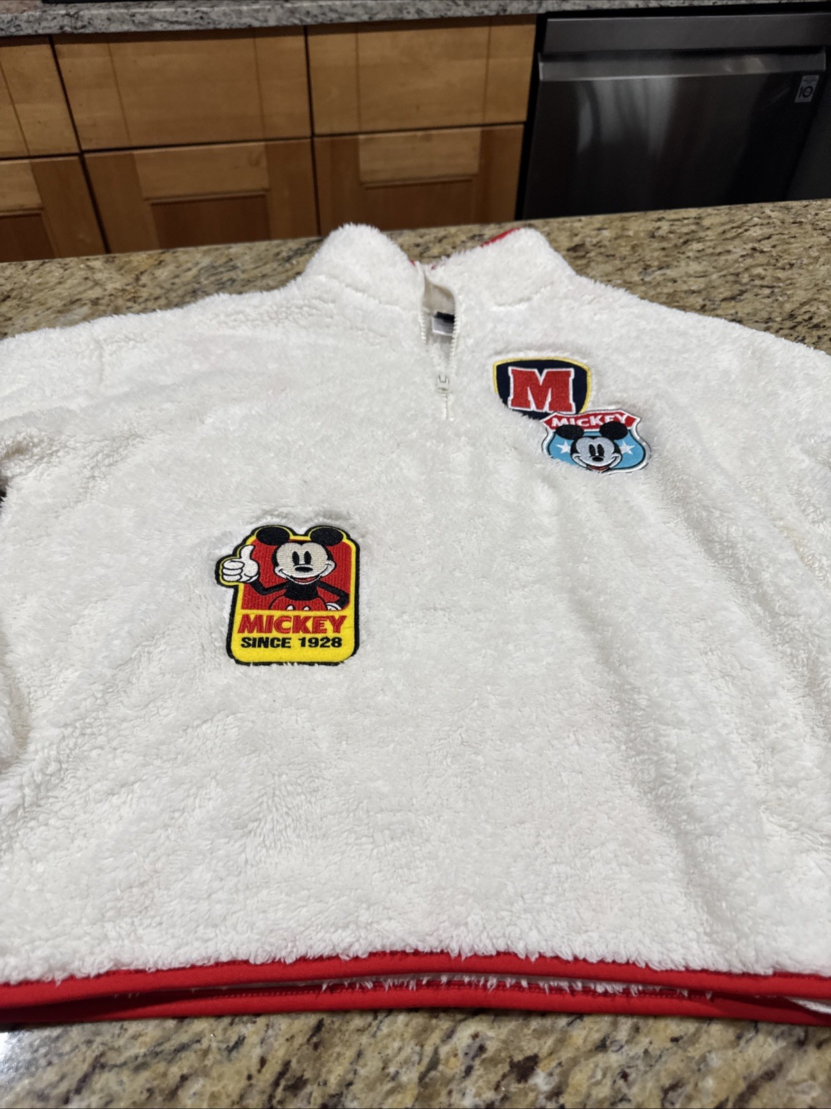 Disney Mickey Mouse Patch quarter Zip pullover Fl… - image 1