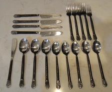 Flatware Gourmet Settings 18 Pc Avalon Barcelona 18/10 Stainless Black Hammered