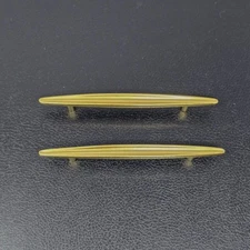 2 Vtg MCM 6" Atomic Solid Brass Drawer Cabinet Pulls 4" Centers NOS OR USA