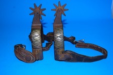 Original Crockett Spurs 8 Point Rowels Bronze Inlay 1930 to 1940s Era