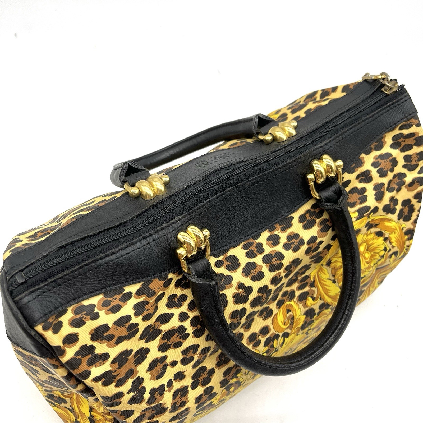 Auth Gianni Versace Leopard Pattern Mini Boston B… - image 18