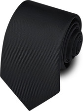 63'' XL Tie Mens Extra Long Solid Woven Necktie for Men Big and Tall  Black