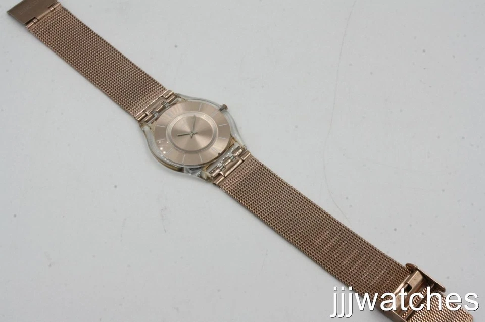 New Swatch Skin Women Hello Darking Rose Gold Mesh Watch 35mm SFP115M $145 - image 3 of 4