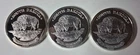 Lot Of 3 1988 Great State of South Dakota, Bison 1 oz .999 Fine Silver Round