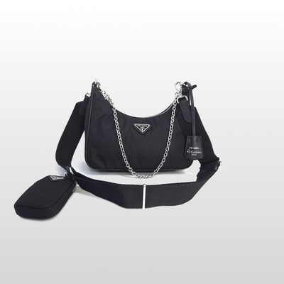 Prada Hobo Schultertasche schwarz 1BH204 Re-Edition Saffiano Re-Nylon 156102657