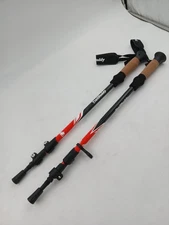 TrailBuddy Trekking Poles Pair Adjustable Hiking Walking Sticks Cork Grip Red