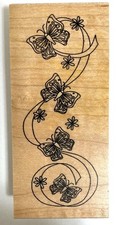 Swirling Butterflies Rubber Stamp Wood Mount Great Impressions 1.75x4" Flowers