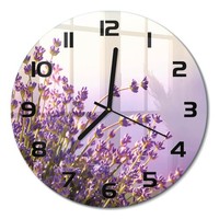 Runde Glasuhr Runde Wanduhr Glas-Wanduhr Lavendel Schwarze Zeiger Fi30 Cm