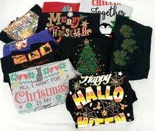 2X christmas halloween tree gingerbread boo bats graphic t shirts 10 Lot