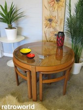 MCM Vintage Retro 60s 70s NATHAN Teak & Glass Coffee Table Nest