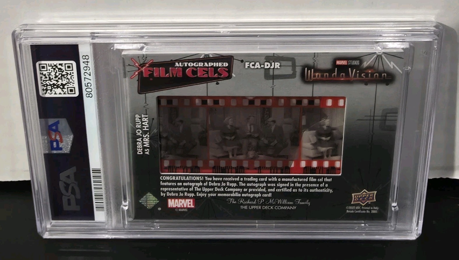 2022 UD Marvel WandaVision Auto Debra Jo Rupp Mrs Hart Film Cels PSA 9 AUTO 10 view 4