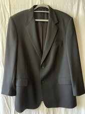 VINTAGE EVAN PICONE Men's 44R, Black 100 Worsted Wool Blazer, No Vents Mint EUC