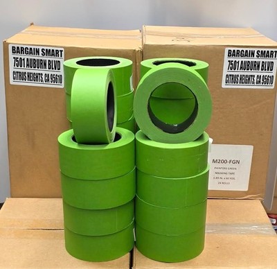 24 Rolls 2'' X 60 Yards Green Painters Masking Tape Quick Ship USA Made BLEMS