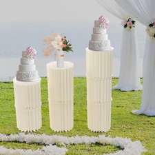 7Pcs Foldable Paper Column Display Stands for Wedding Dessert Flower White
