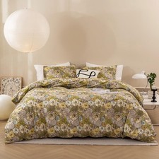 Floral Duvet Cover Queen Size - Vintage Chic Garden Style Floral Pattern Prin...