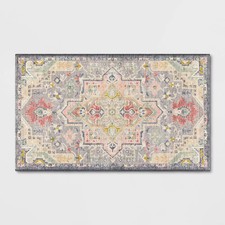 2'3"x3'9" Washable Zebrina Medallion Persian Style Printed Accent Rug Gray/Multi