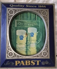 Vintage Pabst Blue Ribbon Beer "On Draught" Plastic Lighted Sign