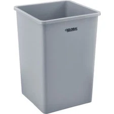 Industrial Square Plastic Trash Can 35 Gallon Gray  Industrial 641439GY