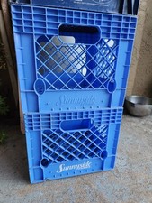 Vintage Set Of Sunnyside Farms Dairy Farm Blue Milk Crates 13" x 13"