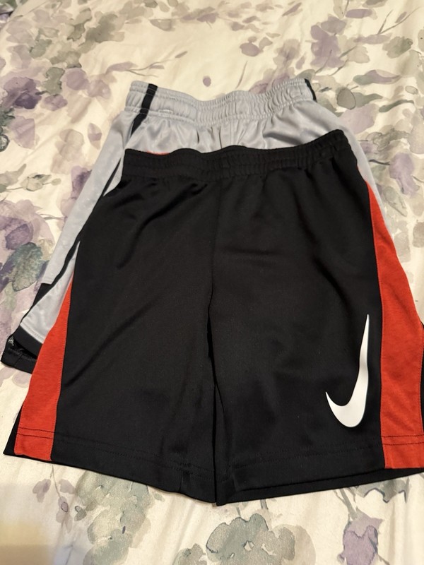 Boys Basketball Shorts Small 6/7 Gray and Black 2 Pair Nike and Adidas 