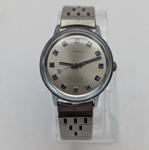 1974 Timex Viscount Automatic – Silver Dial – Runs/Stops – Bent Seconds Hand