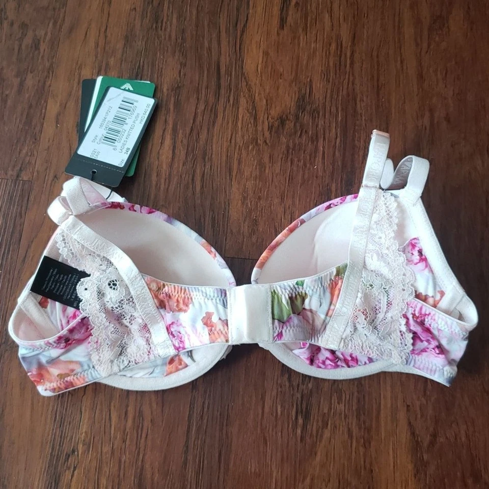 Nuevo con etiquetas Sujetador Emporio Armani Floral Rosa Femenino Silencioso Lujo Pushup Talla 34B Foto 4 de 4