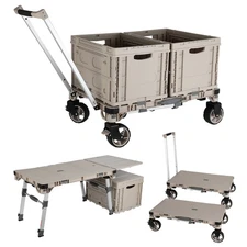 3 in 1 Table for Camping,Convertible Storage Table,Camping Wagon with Table