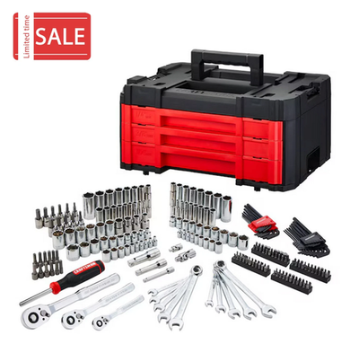 #ad CRAFTSMAN 242 Piece Standard SAE and Metric Polished Chrome Mechanics Tool Set $111.99