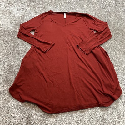 Zenana Premium A Line Shirt Dress Womens Plus 2X Red Long sleeveless Soft Rayon