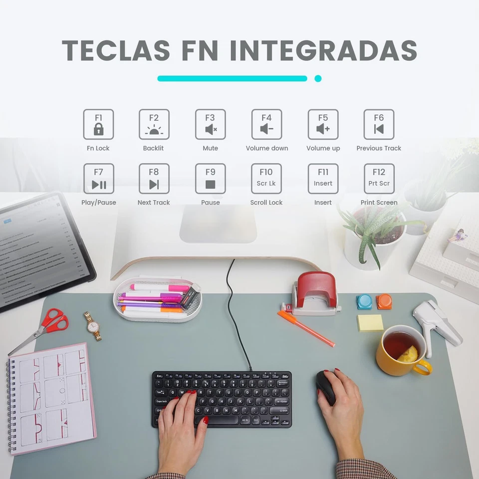 PERIBOARD-332 Teclado Mini USB retroiluminado con Cable - Teclas de tijera ti... - Image 2 of 4